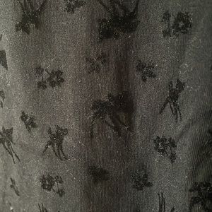 Bambi and Flowers Subtle Printed Disney Branded Black High Rise Leggings